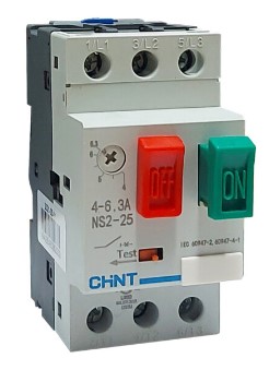 Guardamotor marca CHINT Amperaje 4A-6.3A Capacidad de ruptura: 100 kA (230/240V)