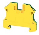 Bornera 4mm² de Tierra marca Weidmuller serie WPE; 1 nivel conexión brida Tornillo Color Verde/Amarillo. WPE 4